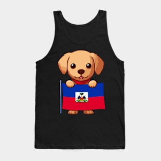 Cute Dog Holding Haiti Flag, Haiti Flag Day Tank Top